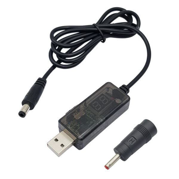 Dây USB tăng áp 5V sang đầu DC 9V/12V (sạc máy hút bụi, nguồn dự phòng WiFi)