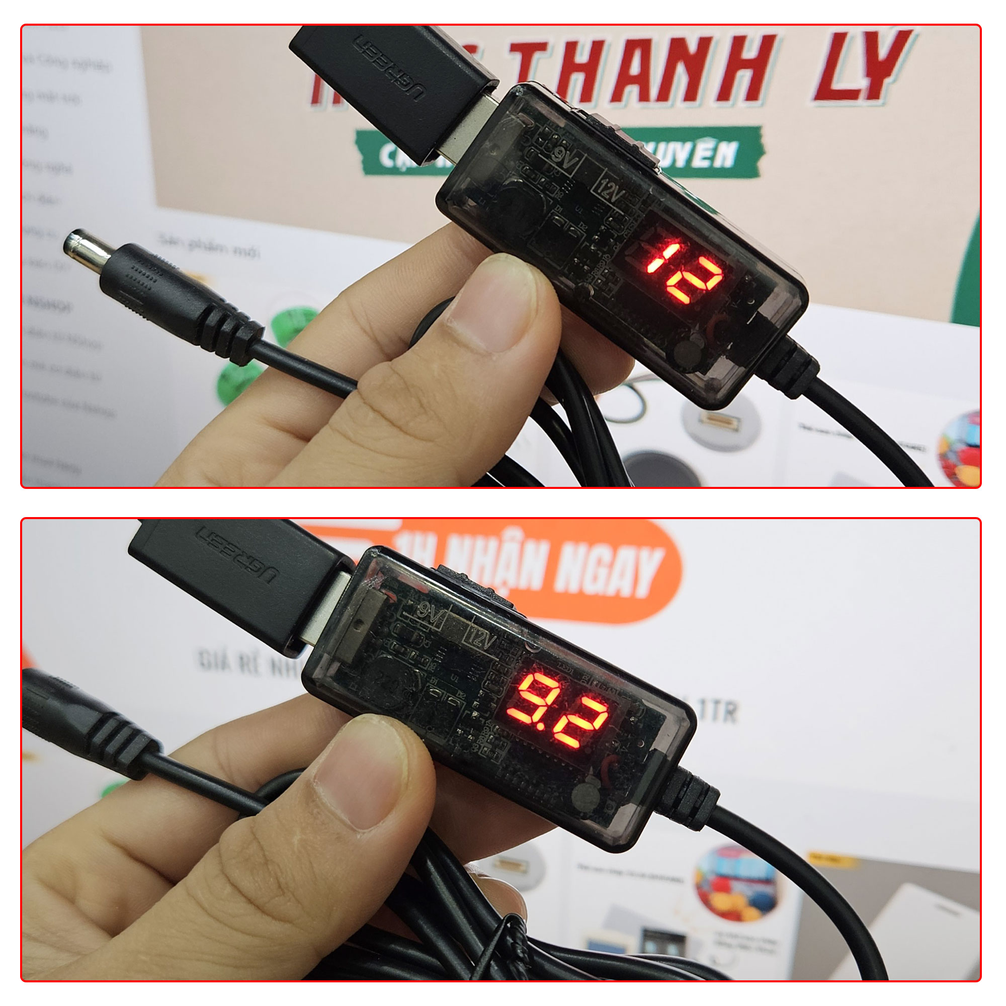 Hình ảnh thực tế Dây USB tăng áp 5V sang đầu DC 9V/12V