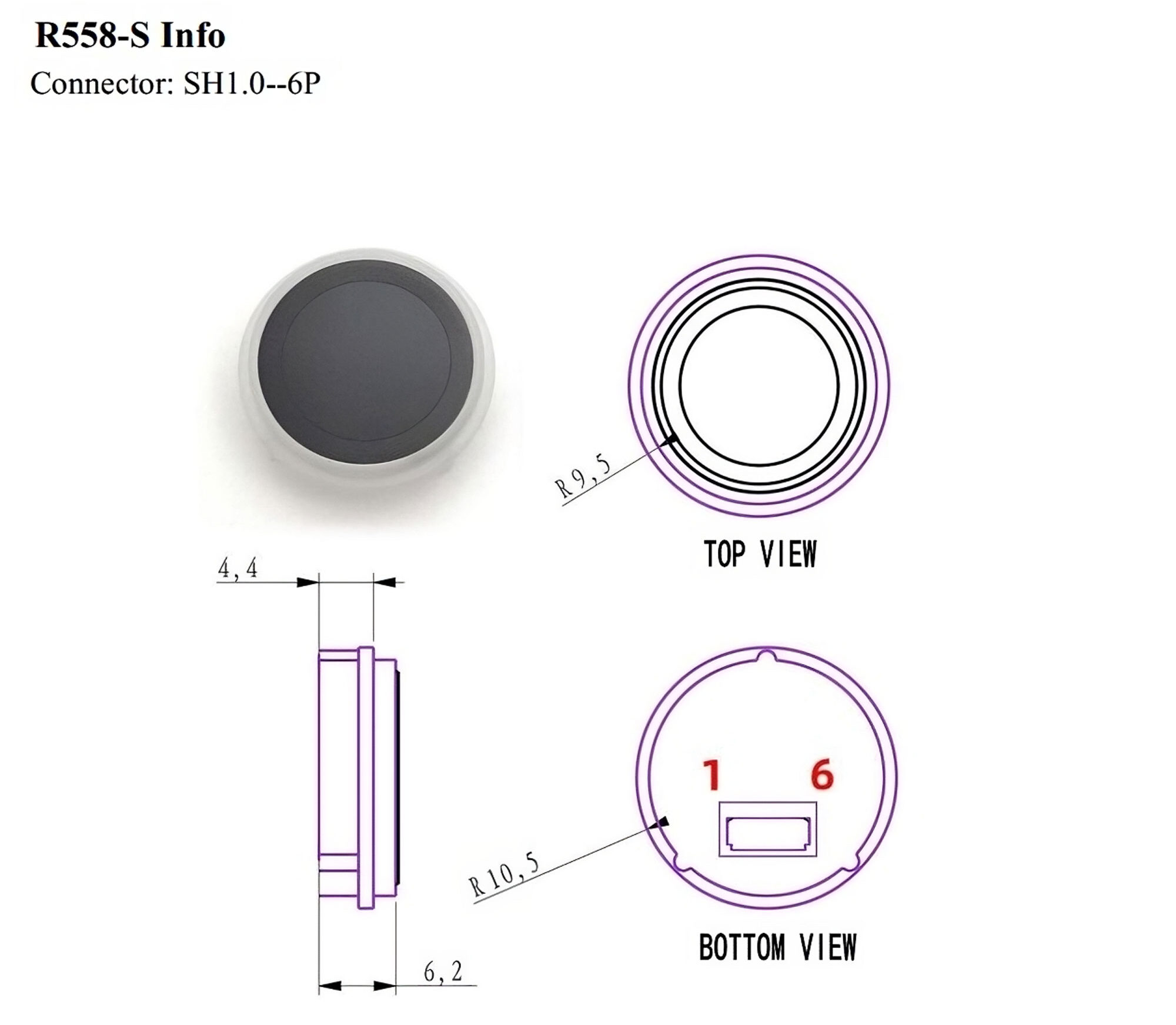 Kích thước cảm biến vân tay điện dung R558S