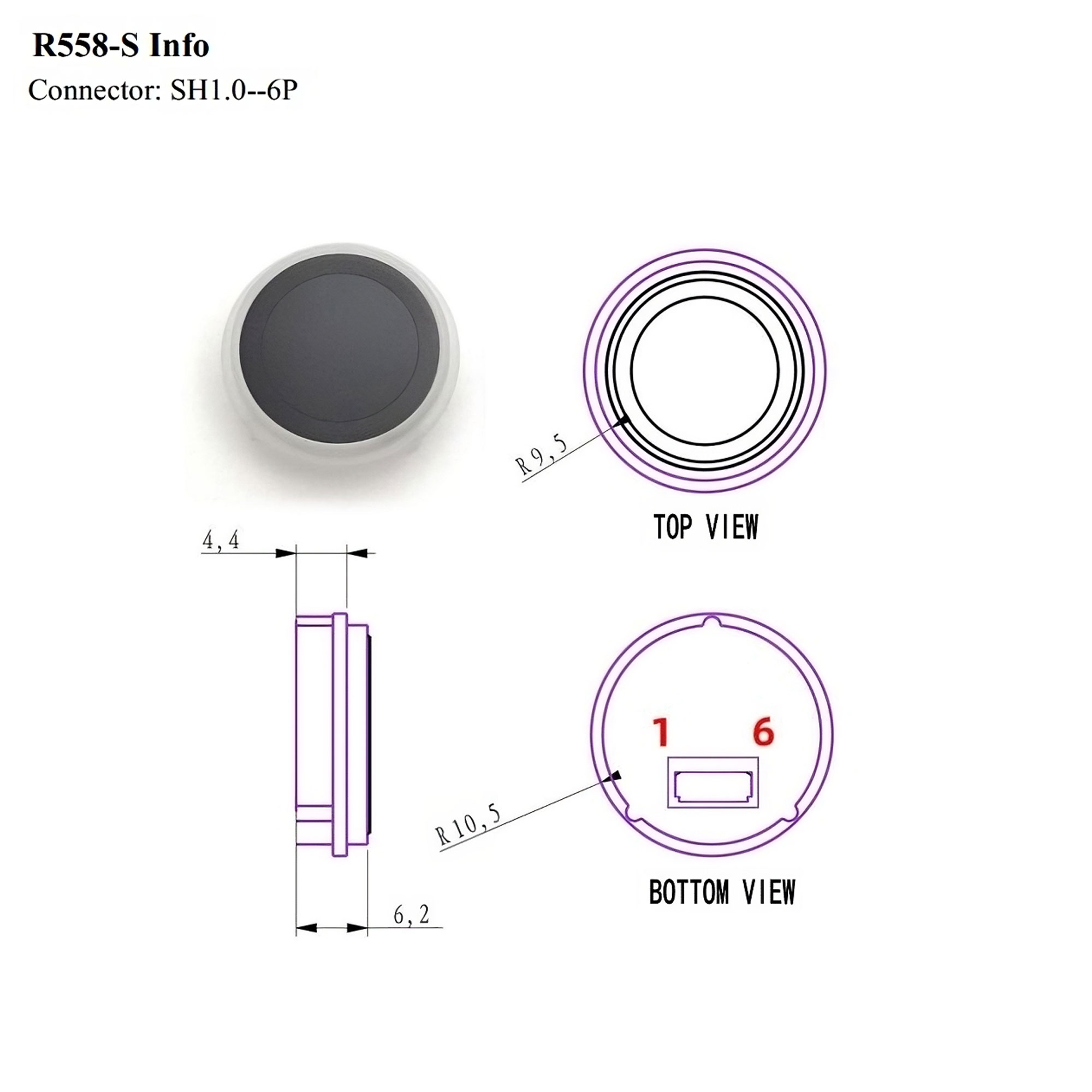 Kích thước cảm biến vân tay điện dung R558S