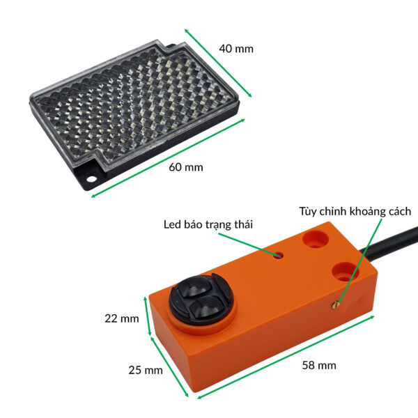 Cảm biến vật cản gương phản xạ hồng ngoại E3FC-R2C1 NPN 6-36V DAWEI