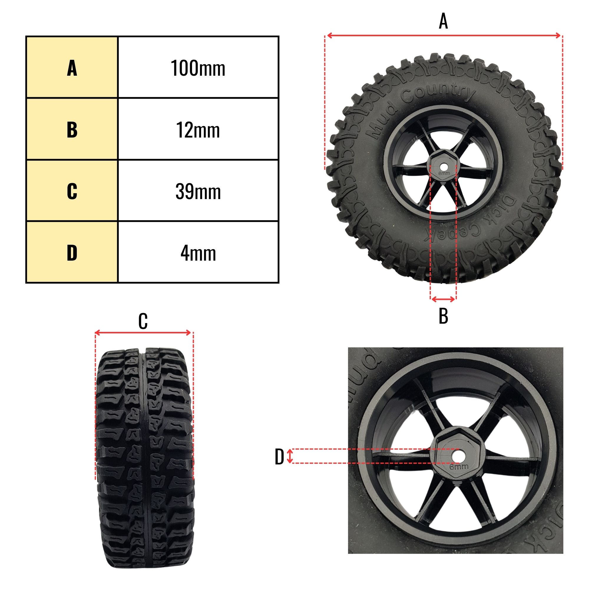 Bánh xe địa hình lốp cao su khớp nối lục giác