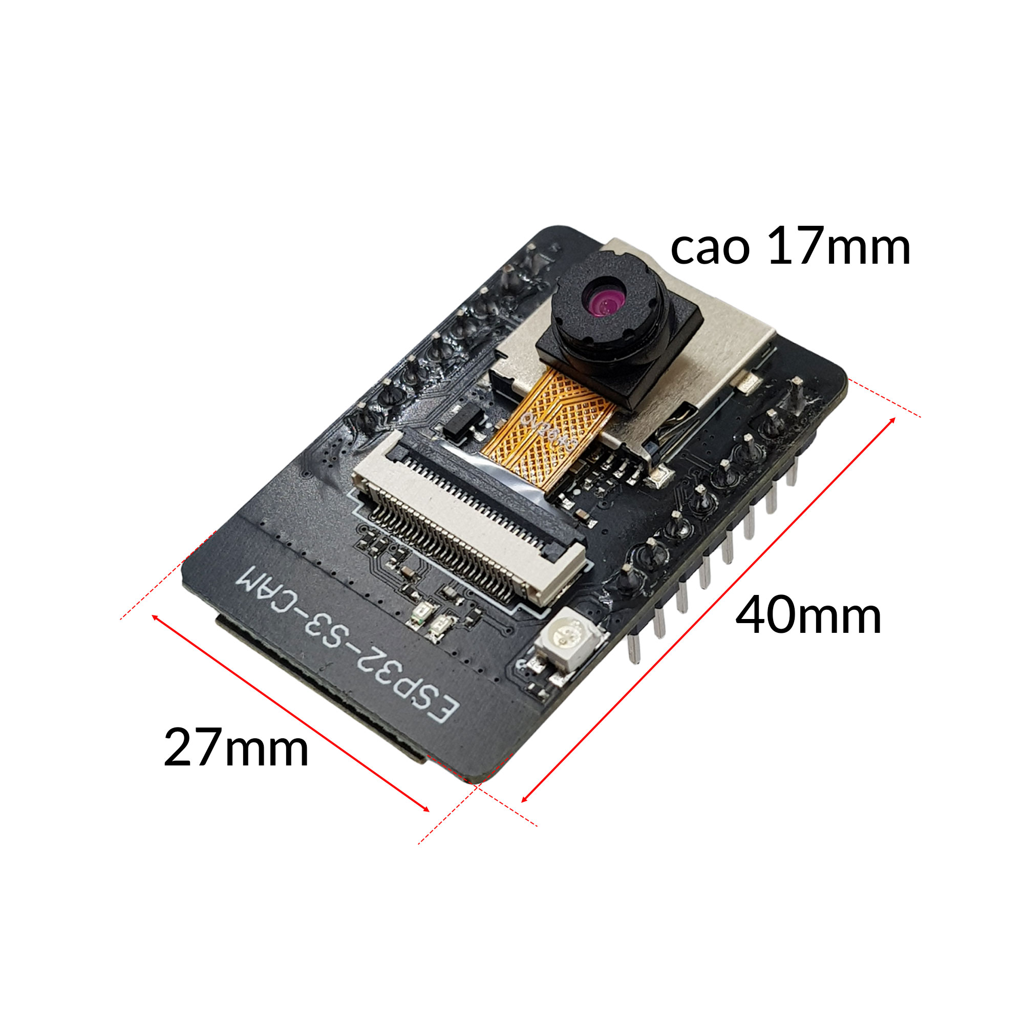 Kích thước Mạch ESP32-S3 CAM N16R8 OV2640