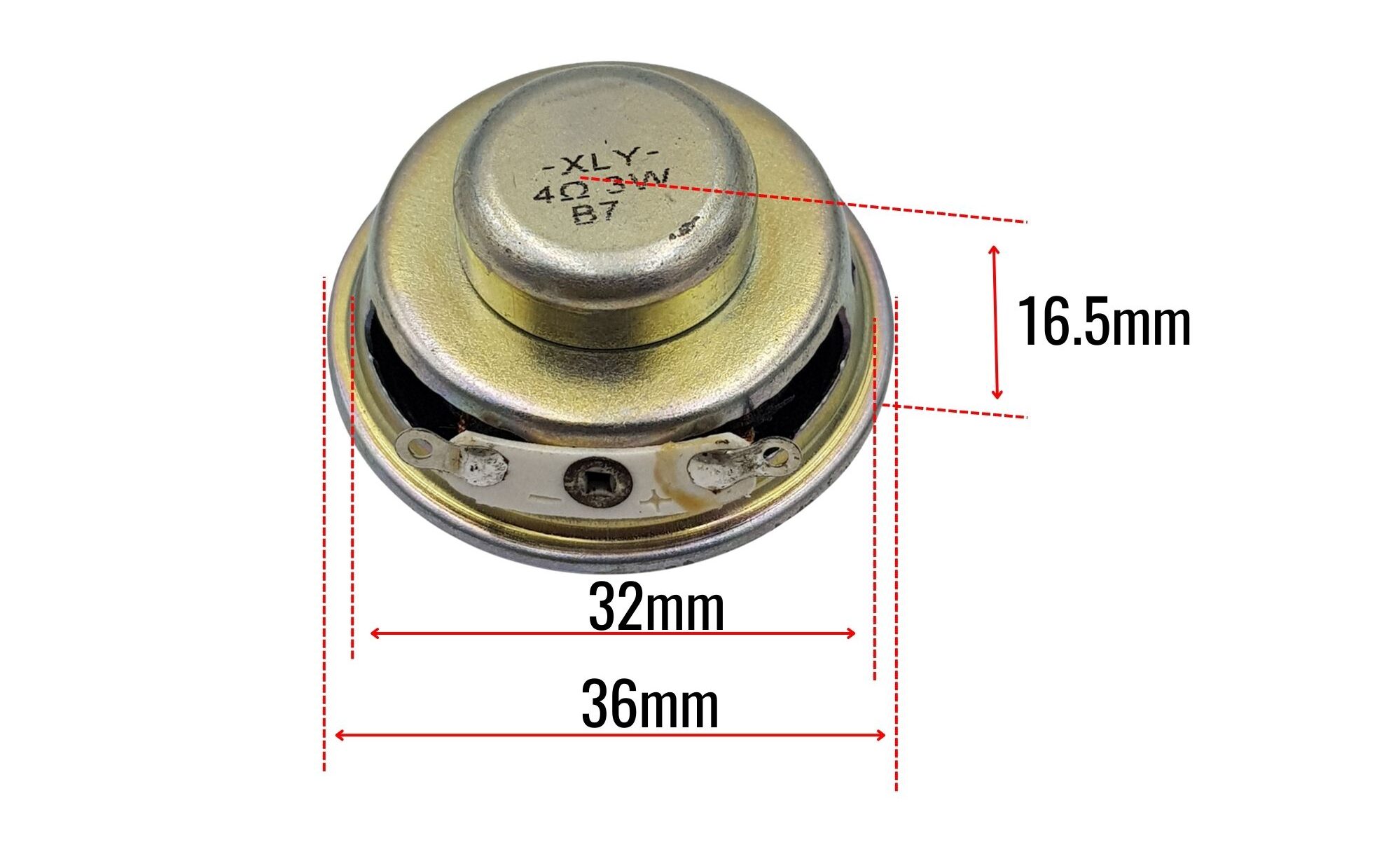 Kích thước Loa mini 3W 4Ohm 36mm