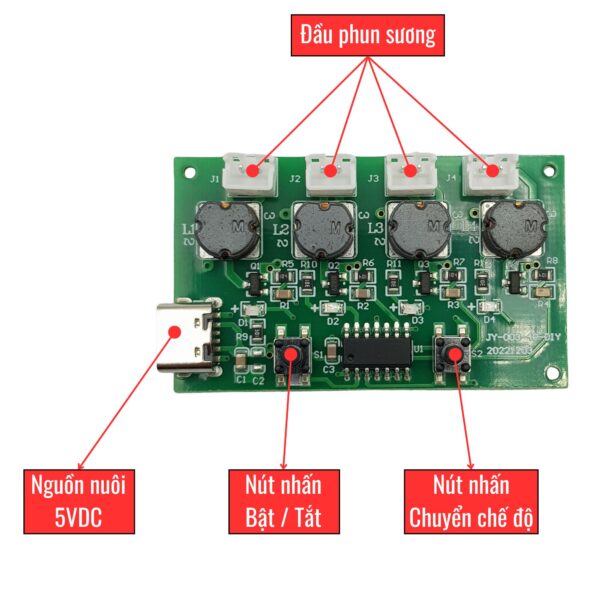 Mạch phun sương siêu âm 4 đầu 108Khz Type C