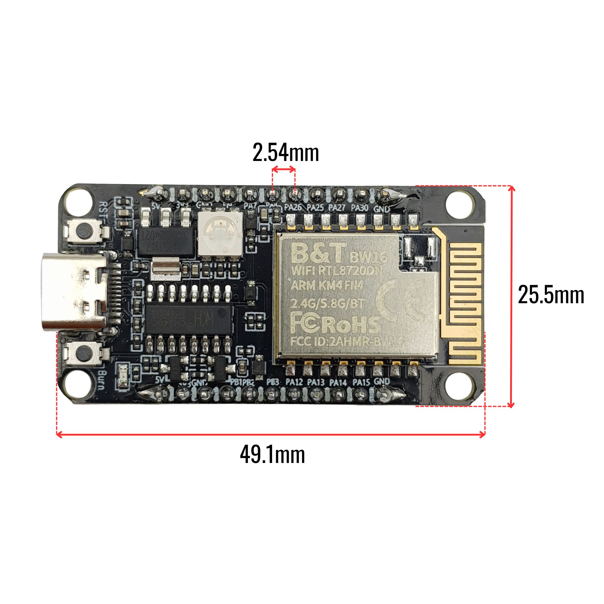 Kit thu phát wifi bluetooth băng tần kép RTL8720DNRTL8720DN Type C