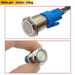Nút nhấn giữ kim loại mặt phẳng 16mm 220V