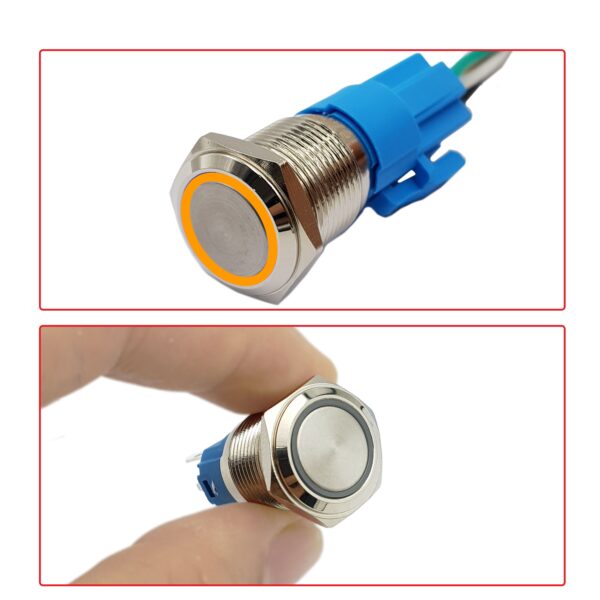 Nút nhấn giữ kim loại mặt phẳng 16mm 220V