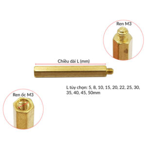 Kích thước trụ đồng đực cái M3